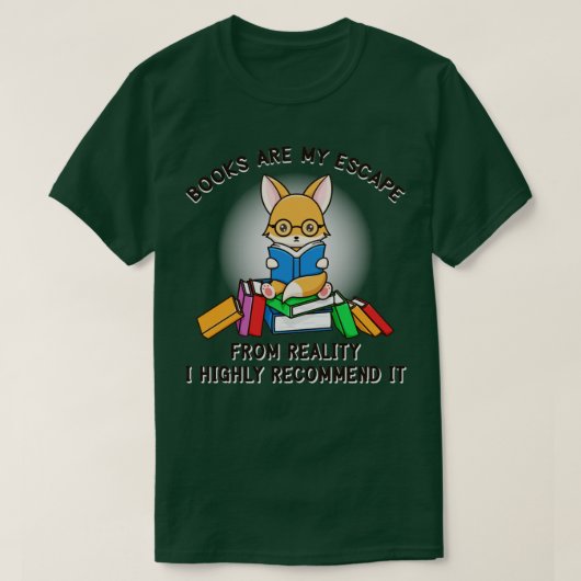 Niedlicher Nerd Fox beim Lesen von Büchern T-Shirt (Design vorne)