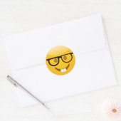 Niedlicher Nerd mit Glass & Teeth Emoji Stickern Runder Aufkleber (Umschlag)