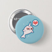Niedlicher Nerd Narwhal Button (Vorne & Hinten)