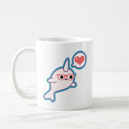 Niedlicher Nerd Narwhal Kaffeetasse (Links)