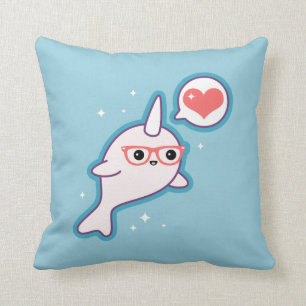 Niedlicher Nerd Narwhal Kissen