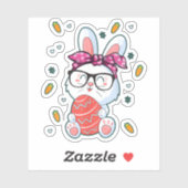 Niedlicher Nerd Ostertag Sonnenhasen Kaninchen Gra Aufkleber (Blatt)