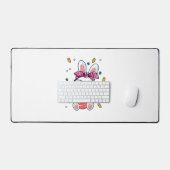 Niedlicher Nerd Ostertag Sonnenhasen Kaninchen Gra Schreibtischunterlage (Tastatur & Maus)
