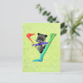 Niedlicher Nerd Raccon Monogramm Y Postkarte (Stehend Vorderseite)