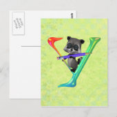 Niedlicher Nerd Raccon Monogramm Y Postkarte (Vorne/Hinten)