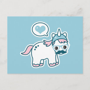 Niedlicher Nerd Unicorn Postkarte