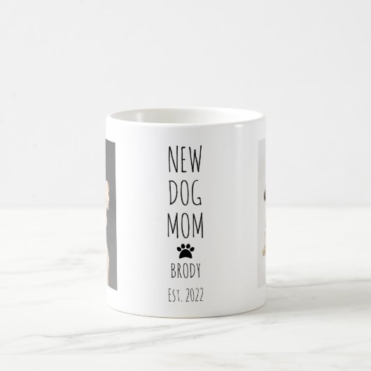 Niedlicher neuer Hund Mama Foto Handgeschriebener Kaffeetasse (Mittel)