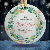 Niedlicher neuer Zuhause-Kranz Keramik Ornament