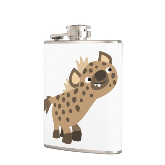 Niedlicher, neugieriger Cartoon Hyena Hip Flask Flachmann (Links)