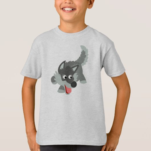 Niedlicher Neugieriger Cartoon Wolf Children T - S T-Shirt (Vorderseite)