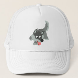 Niedlicher Neugieriger Cartoon Wolf Hat Truckerkappe