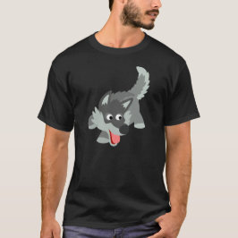 Niedlicher neugieriger Cartoon-Wolf-T - Shirt
