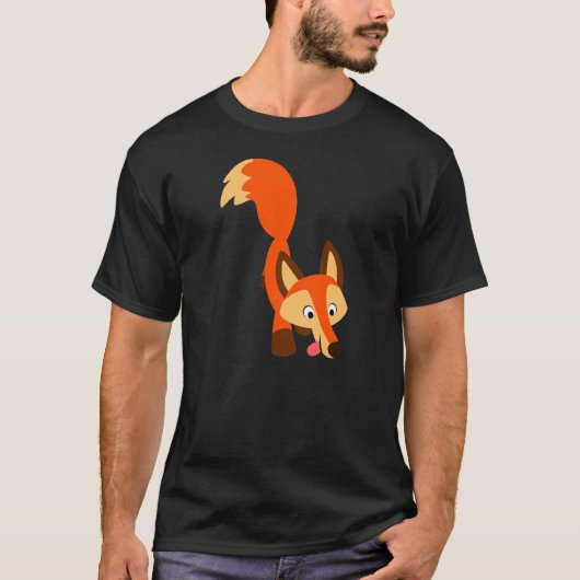 Niedlicher neugieriger Cartoonfox-T - Shirt (Vorderseite)
