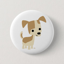 Niedlicher, neugieriger Karikaturenhund Button
