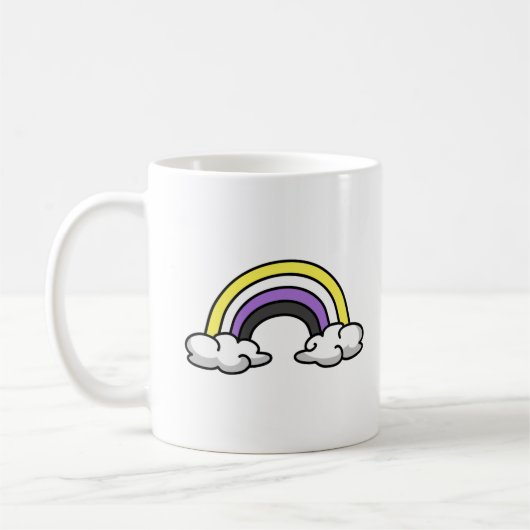Niedlicher nichtbinärer Regenbogen Kaffeetasse (Links)