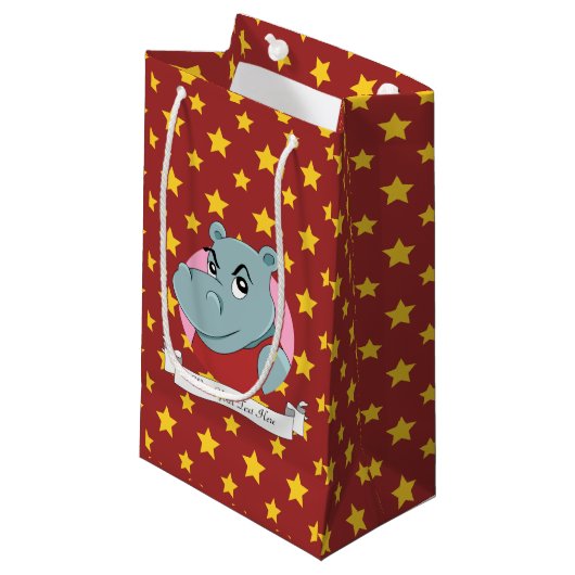 Niedlicher Nilpferd-Cartoon Kleine Geschenktüte (Vorderseite Schrägansicht)