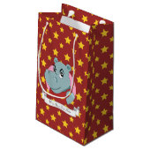 Niedlicher Nilpferd-Cartoon Kleine Geschenktüte (Rückseite Schrägansicht)