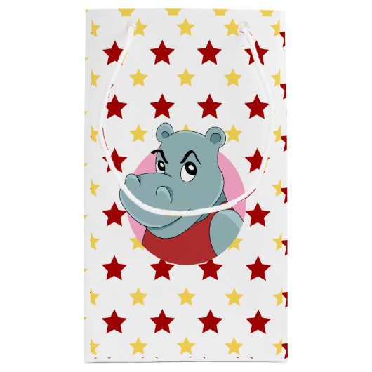 Niedlicher Nilpferd-Cartoon Kleine Geschenktüte (Rückseite)