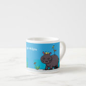 Niedlicher Nilpferd mit Vogel-Cartoon Espressotasse (Vorderseite Rechts)