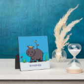 Niedlicher Nilpferd mit Vogel-Cartoon Fotoplatte (InSitu)