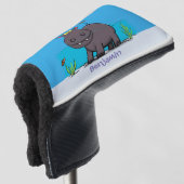 Niedlicher Nilpferd mit Vogel-Cartoon Golf Headcover (3/4 Vorderseite)