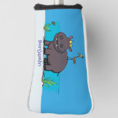 Niedlicher Nilpferd mit Vogel-Cartoon Golf Headcover (Rotieren 90)