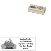 Niedlicher Nilpferd mit Vogel-Cartoon Gummistempel (Stempel)