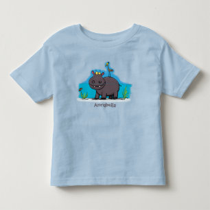 Niedlicher Nilpferd mit Vogel-Cartoon Kleinkind T-shirt