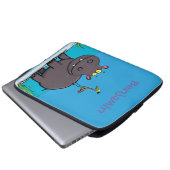 Niedlicher Nilpferd mit Vogel-Cartoon Laptopschutzhülle (Vorne Knopf)