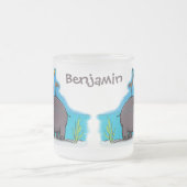 Niedlicher Nilpferd mit Vogel-Cartoon Mattglastasse (Mittel)