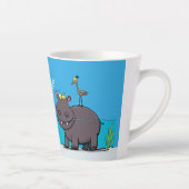 Niedlicher Nilpferd mit Vogel-Cartoon Milchtasse (Rechts)