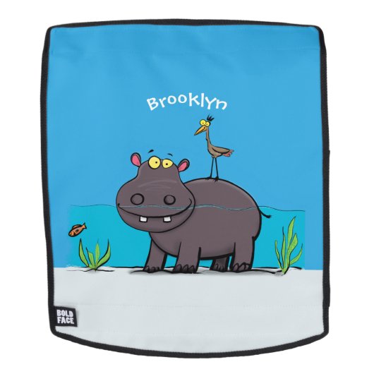 Niedlicher Nilpferd mit Vogel-Cartoon Rucksack (Abnehmbare Front)
