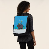 Niedlicher Nilpferd mit Vogel-Cartoon Rucksack (Ausgewaschen)