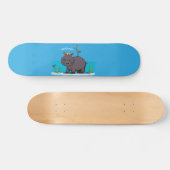 Niedlicher Nilpferd mit Vogel-Cartoon Skateboard (Horizontal)