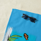 Niedlicher Nilpferd mit Vogel-Cartoon Strandtuch (Beispiel)