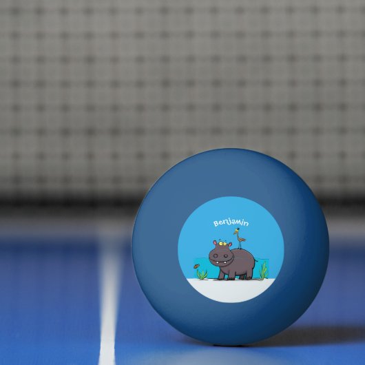 Niedlicher Nilpferd mit Vogel-Cartoon Tischtennisball (Netto)