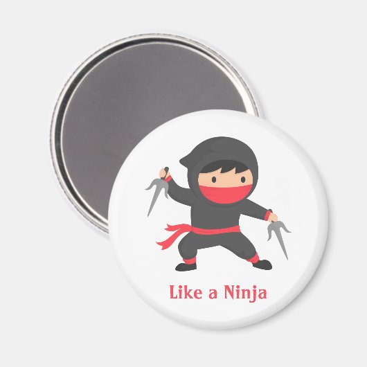 Niedlicher Ninja-Junge mit Sai-Waffen für Kinder Magnet (Vorderseite/Rückseite)