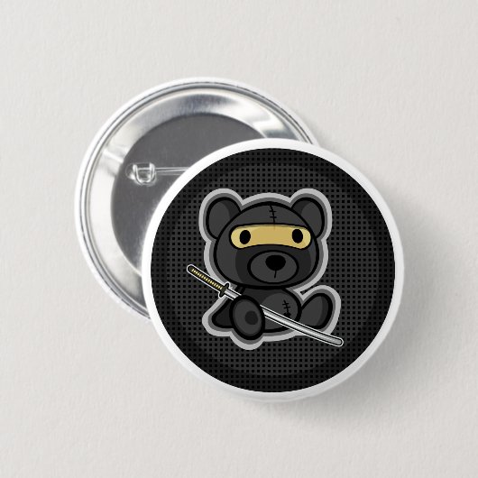 Niedlicher ninja Samuraikrieger Teddybärnknopf Button (Vorne & Hinten)