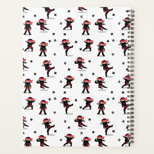 Niedlicher Ninja Warrior Black & Red Kids Kalender Planer (Rückseite)
