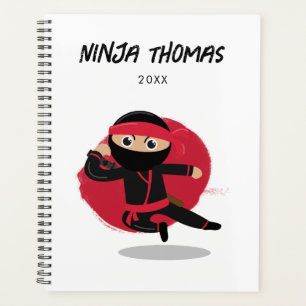 Niedlicher Ninja Warrior Black & Red Kids Kalender Planer