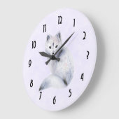 Niedlicher Nordic Fox mit floralen Markierungen Große Wanduhr (Winkel)