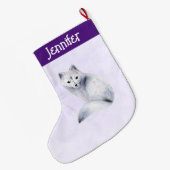 Niedlicher Nordic Fox mit floralen Markierungen Großer Weihnachtsstrumpf (Rückseite (Hängend))