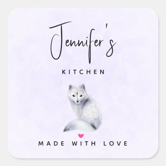 Niedlicher Nordic Fox mit floralen Markierungen Kü Quadratischer Aufkleber (Vorderseite)