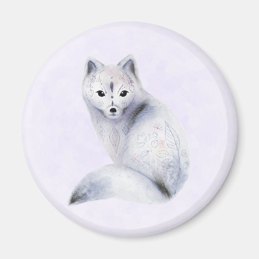 Niedlicher Nordic Fox mit floralen Markierungen Magnet (Vorne)