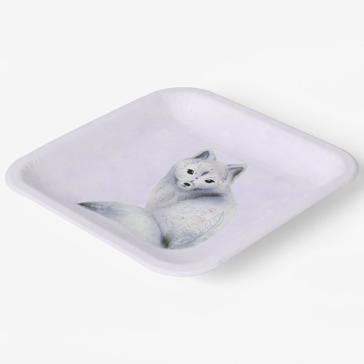 Niedlicher Nordic Fox mit floralen Markierungen Pappteller (Gewinkelt)