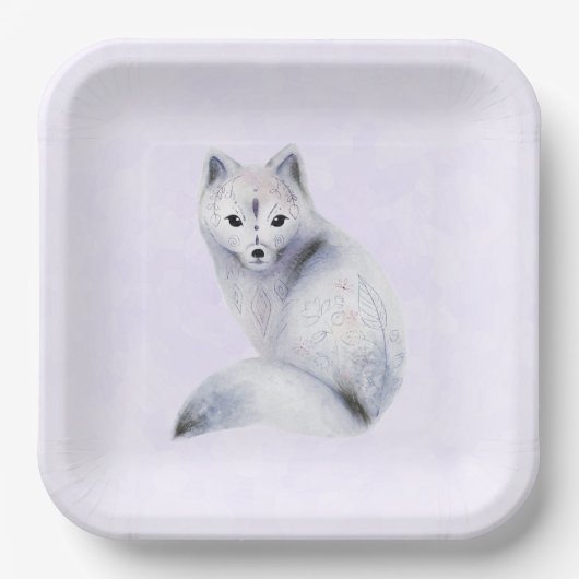 Niedlicher Nordic Fox mit floralen Markierungen Pappteller (Vorderseite)