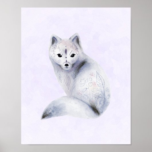 Niedlicher Nordic Fox mit floralen Markierungen Poster (Vorne)