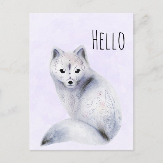 Niedlicher Nordic Fox mit floralen Markierungen Postkarte (Vorderseite)