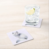 Niedlicher Nordic Fox mit floralen Markierungen Rechteckiger Pappuntersetzer (Vor Ort)