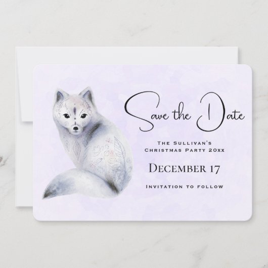 Niedlicher Nordic Fox mit floralen Markierungen Save The Date (Vorderseite)